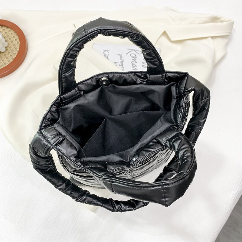 Winter Feather Down Shoulder Bag Women Designer Handbag Female Space Pad Cotton Bags for Girls Casual Travel Tote Sac Bucket Bag