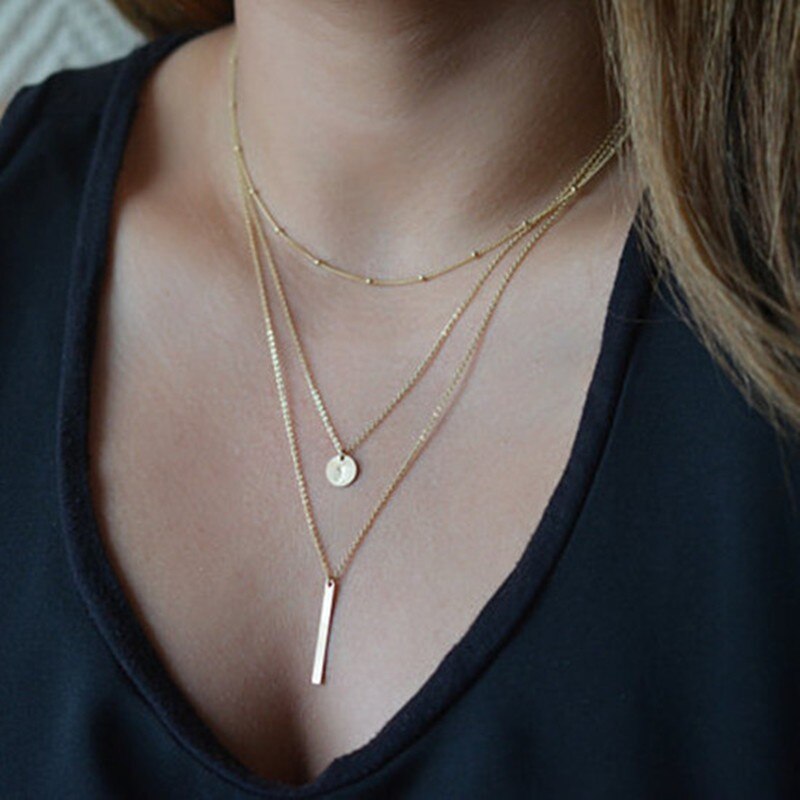 New Round Coin Chokers Necklace Collares Bar Pendant Multilayers Statement Long Chain Tassel Clavicle Collar Women Jewelry N672 gold