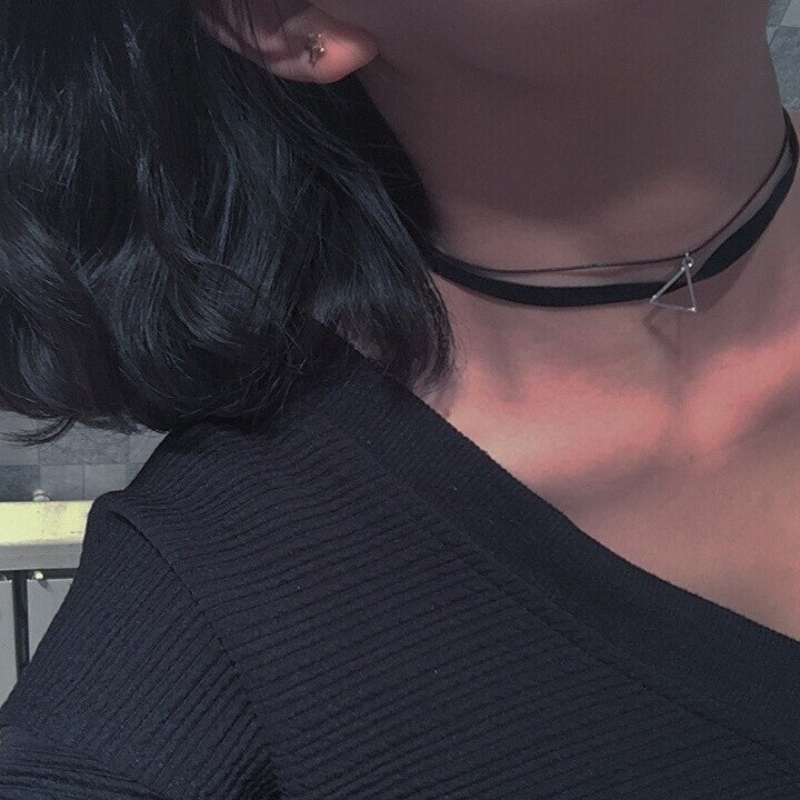 NK757 Hot Collares New Bijoux Gothic Punk Geometric Triangle Pendants Leather Choker Necklace For Women Jewelry Collar Collier