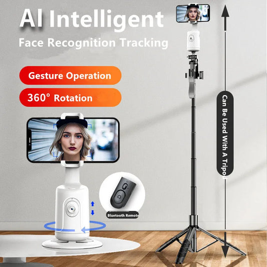 New Auto Face Tracking 360Rotation Smart AI Phone Follow-Up Gimbal Stabilizer Selfie Stick Tripod for Cell Phone Video Vlog Live