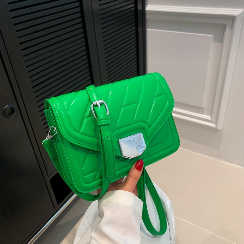 Fashion Crossbody Bags for Ladies Solid Color Shoulder Bag Sac A Main Femme Brand Luxury Designer Flap Messenger Bag Female New green W20cm H15cm THK6cm