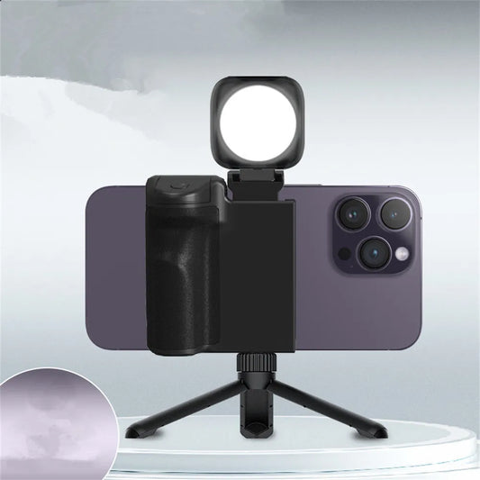New Smartphone Handheld Selfie Booster Hand grip with Tripod Bluetooth Remote Phone Shutter for iPhone Android Mic Video Light