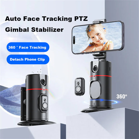 P02 360 Rotation Gimbal Stabilizer Follow-up Selfie Desktop Face Tracking Gimbal for Tiktok Smartphone Live with Remote Shutter