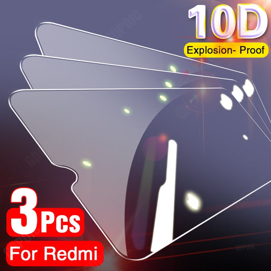 3Pcs Full Cover Protective Glass For Xiaomi Redmi Note 8 9 7 Pro Max 9S 8T Screen Protector For Redmi 9A 8A Tempered Glass Film 3 Piece of Glass