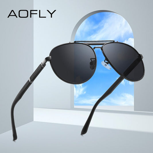 AOFLY Polarized Sunglasses Men's 2023 Retro Brand Pilot Sun Glasses Male Metal Frame Fishing Eyeglass Driving Eyewear Man UV400