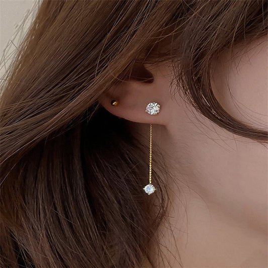 Simple Zircon Tassels Long Earrings For Women Earrings Front And Back Delicate Korean Brincos 2021 Femme Jewelry Wholesale