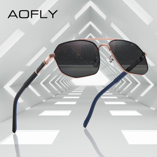 AOFLY Man Brand Polarized Sunglasses 2023 Fashion Luxury Designer Pilot Anti Glare Driving Steampunk Sun Glasses Male UV400