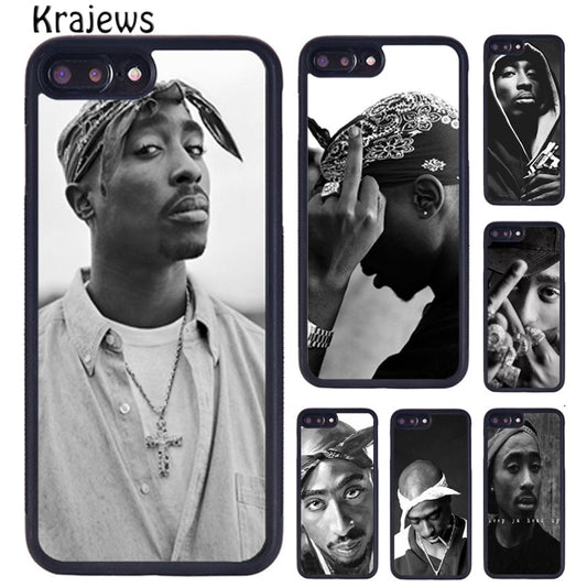 Krajews 2pac Tupac Shakur Rap Rapper Printed Phone Case For iPhone 14 X XR XS 11 12 13 Pro MAX 5 6 7 8 Plus Samsung S21 S22ultra