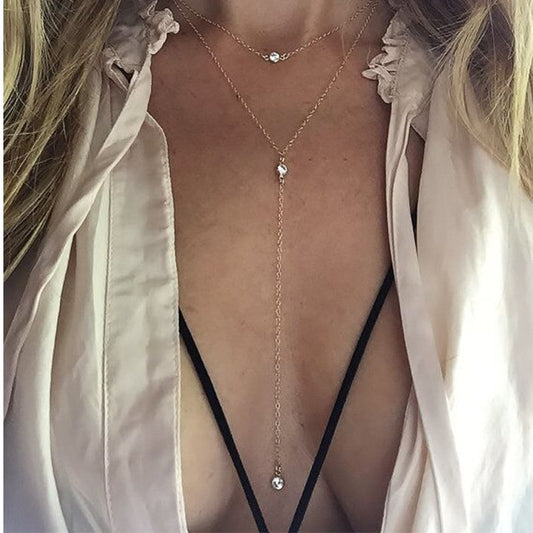 Minimalist Punk Bohemia Sexy Multilayer Long Tassel Chain Crystal Pendant Chokers Necklace Women Jewelry Girl Collare Collier Default Title