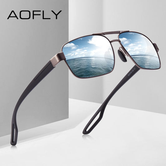 AOFLY DESIGN Men Polarized Sunglasses Metal Men's Sun Glasses Driving Square Shades Oculos masculino Male Eyewear Goggle AF8194