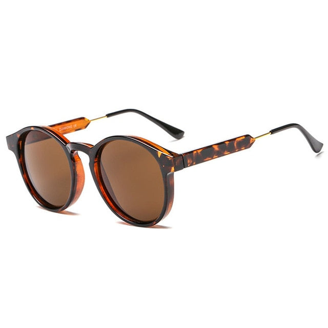 2022 Retro Round Sunglasses Women Men Brand Design Transparent Female Sun Glasses Men Oculos De Sol Feminino Lunette Soleil c6 Leopard brown
