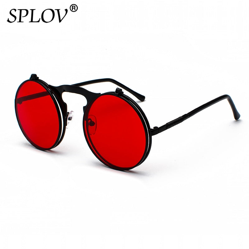 Vintage Steampunk Flip Sunglasses Retro Round Metal Sun Glasses for Men and Women Brand Designer Circle Oculos