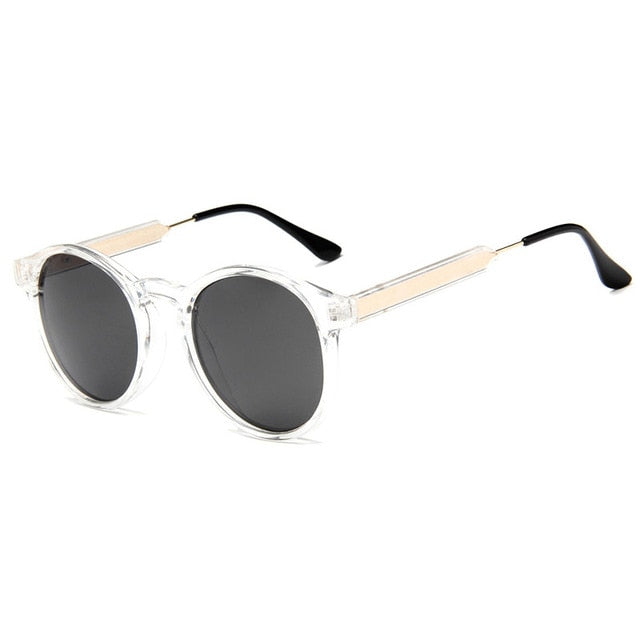 2022 Retro Round Sunglasses Women Men Brand Design Transparent Female Sun Glasses Men Oculos De Sol Feminino Lunette Soleil c4 Clear grey