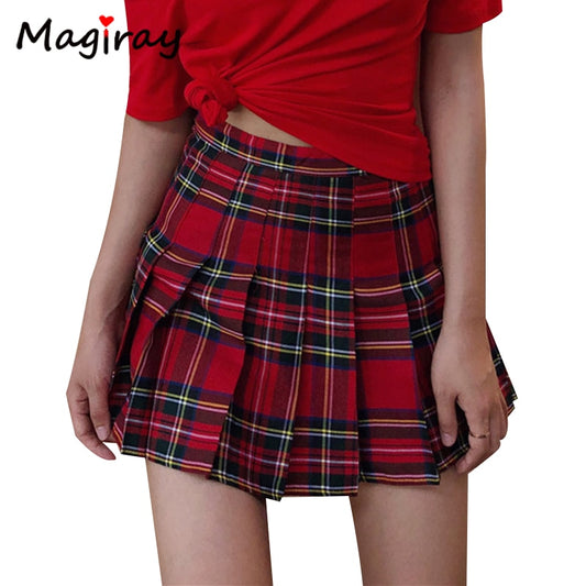Preppy Harajuku A-Line Mini Plaid Skirt Girl y2k High Waist Pleated Sailor Korean Kawaii Sweet School Uniform Short Skirt Skort