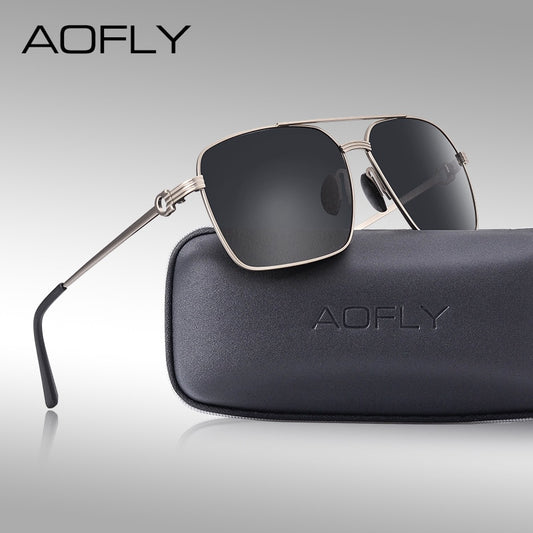 AOFLY Brand Design Classic Polarized Sunglasses Men's Driving Shades Vintage Gold Square Frame Sun Glasses Male oculos de sol