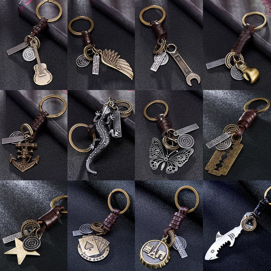 Multiple Guitar Butterfly Pendant Suspension Leather Keychain Key Chain Charms for Keys Car Keys Accessories Keychain on a Bag