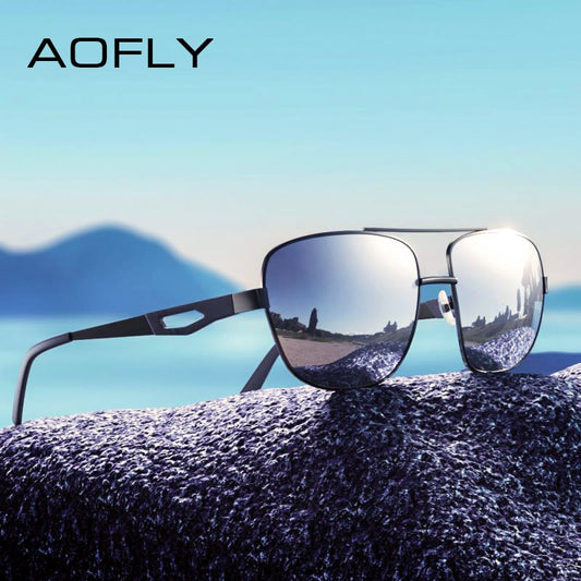 AOFLY BRAND DESIGN Men Polarized Sunglasses Metal Square Sun Glasses Driving Glasses Shades For Men Oculos masculino Male AF8185