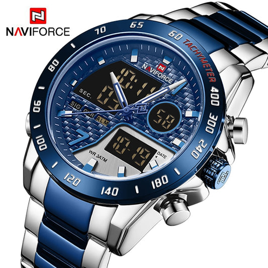 NAVIFORCE Luxury Brand Men&#39;s Wrist Watch Military Digital Sport Watches For Man Steel Strap Quartz Clock Male Relogio Masculino