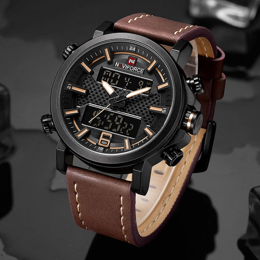 2020 NAVIFORCE Men Sports Watches Fashion Luxury Brand Top Men&#39;s Quartz Digital Leather Waterproof Wrist Watch Relogio Masculino