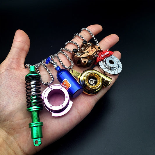 Creative Car Turbo Brake Disc Keychain Manual Transmission Lever Caliper Metal Keyring for Women Men Phone Pendant 4s Shop Gifts