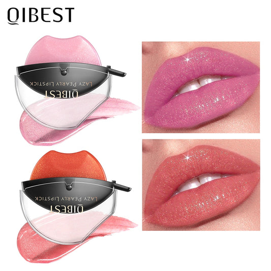QIBEST Lazy Lip Lipstick Makeup Temperature Color Changing Lipstick Velvet Moisturizing Lip Gloss Long-lasting Lipstick Shine