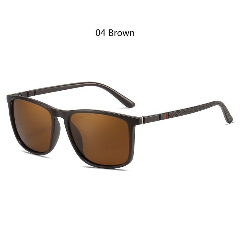 Luxury Square Vintage Polarized Sunglasses For Men Women Fashion Travel Driving Anti-glare Sun Glasses Male TR90 Eyewear UV400 04 Brown Polarized sunglasses