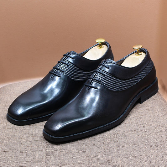 Classic Men's Dress Shoes Cow Leather Plain Toe Designer Oxford Lace Up Handmade Office Wedding Party Suit Formal Shoes for Men