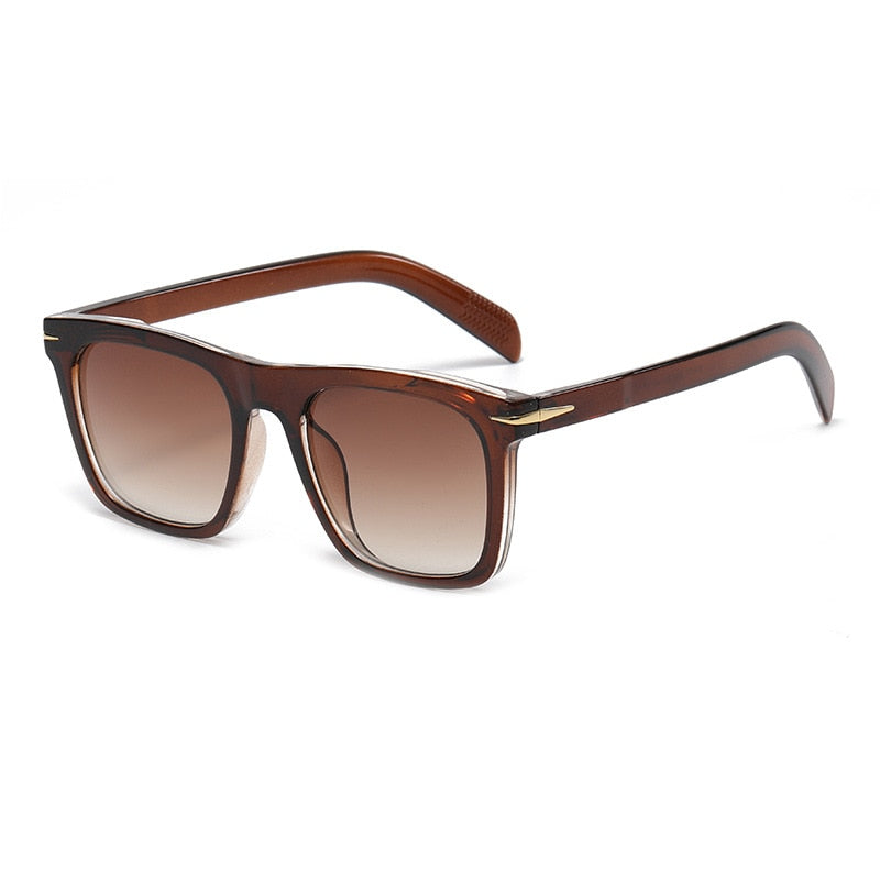 2022 Classic Men's Square Sunglasses Fashion Brand Designer Rivet Retro Women Sun Glasses UV400 Beckham Style Driver Eyewear tea CN AS