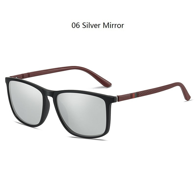 Luxury Square Vintage Polarized Sunglasses For Men Women Fashion Travel Driving Anti-glare Sun Glasses Male TR90 Eyewear UV400 06 Silver Mirror Polarized sunglasses