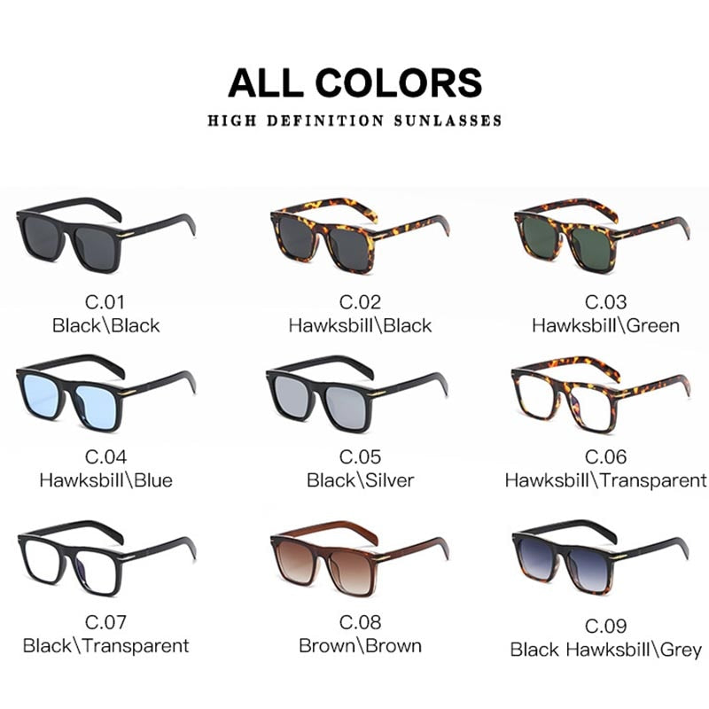 2022 Classic Men's Square Sunglasses Fashion Brand Designer Rivet Retro Women Sun Glasses UV400 Beckham Style Driver Eyewear