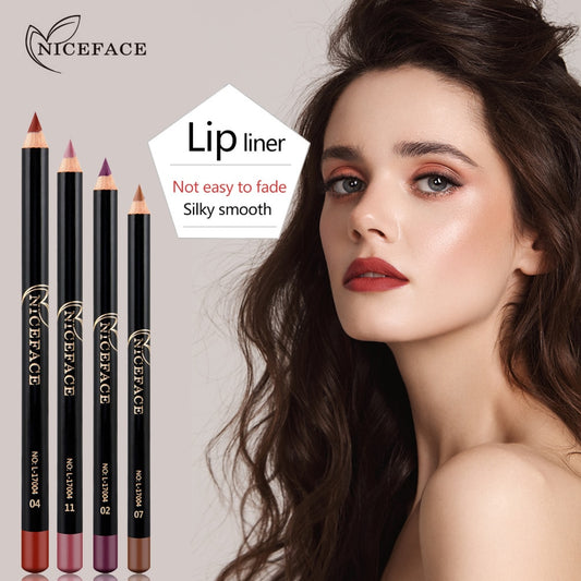 12 Colors Lip Pencils Matte Lipliner Waterproof Smooth Colorful Silk Lipstick Pen Long Lasting Pigments Lip Makeup Cosmetics