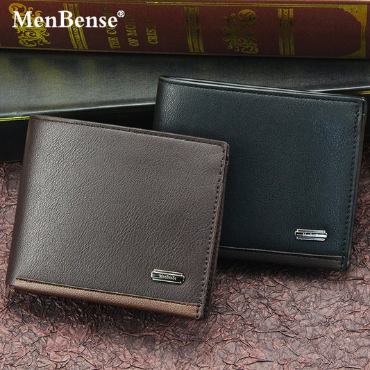 NEW Men&#39;s PU Leather Wallets Business Card Holder Premium Short Real Cowhide Wallets for Man Luxury Money Bag Coin Purse Clutch