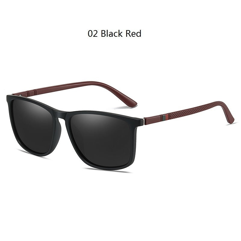 Luxury Square Vintage Polarized Sunglasses For Men Women Fashion Travel Driving Anti-glare Sun Glasses Male TR90 Eyewear UV400 02 Black Red Polarized sunglasses