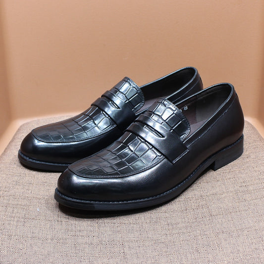 Fashion Men's Penny Loafers Genuine Leather Crocodile Pattern Wedding Party Dress Shoes for Men Slip on Office Casual Loafers