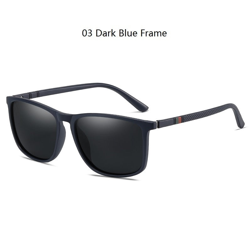 Luxury Square Vintage Polarized Sunglasses For Men Women Fashion Travel Driving Anti-glare Sun Glasses Male TR90 Eyewear UV400 03 Dark Blue Frame Polarized sunglasses