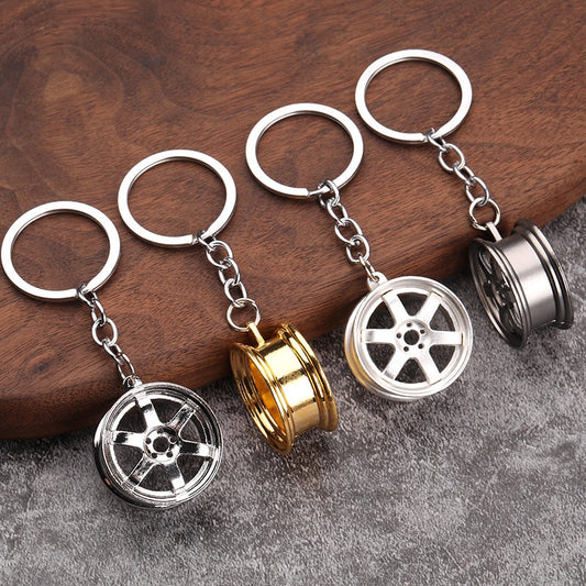 New Auto Wheel Rim Keychain Key Ring 3D Creative Refit Accessories Motorcar Part Model Car Keyring Man Charm Key Chain Pendant