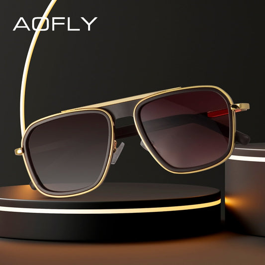 AOFLY Luxury Brand Sunglasess For Men 2023 Square Mirror Sun Glasses Male Trend Driving Shades Women UV400 zonnebril heren