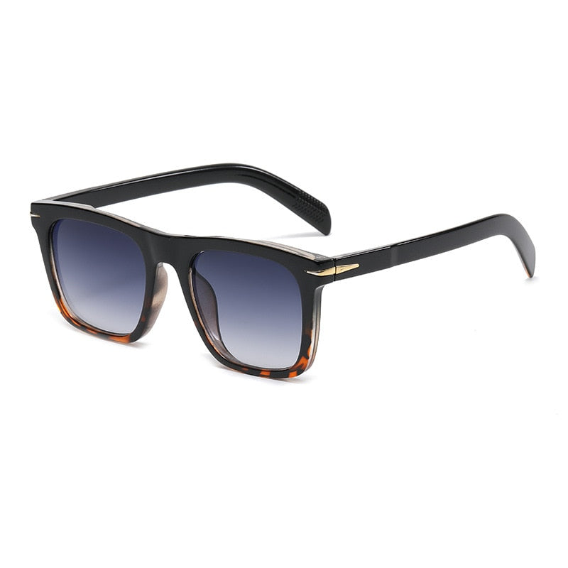 2022 Classic Men's Square Sunglasses Fashion Brand Designer Rivet Retro Women Sun Glasses UV400 Beckham Style Driver Eyewear black leopard CN AS