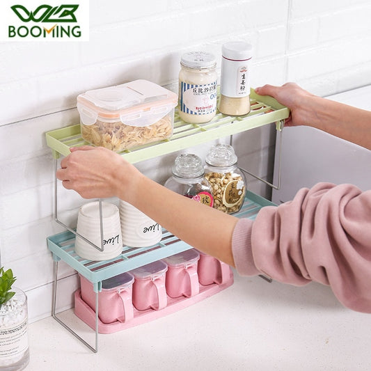 Kitchen Organizer Rack Foldable Shelf for Spice Bottles Cookware Holders Kitchen Accessories Kitchen Items Dish Drying Rack