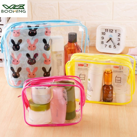 Storage Organizer Travel PVC Cosmetic Bags Lady Transparent Clear Zipper Makeup Bags Bath Wash Make Up Tote Handbags Case