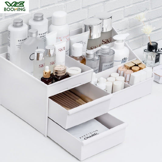 WBBOOMING Cosmetic Storage Box Drawer Desktopplastic Makeup Dressing Table Skin Care Rack House Organizer Jewelry Container