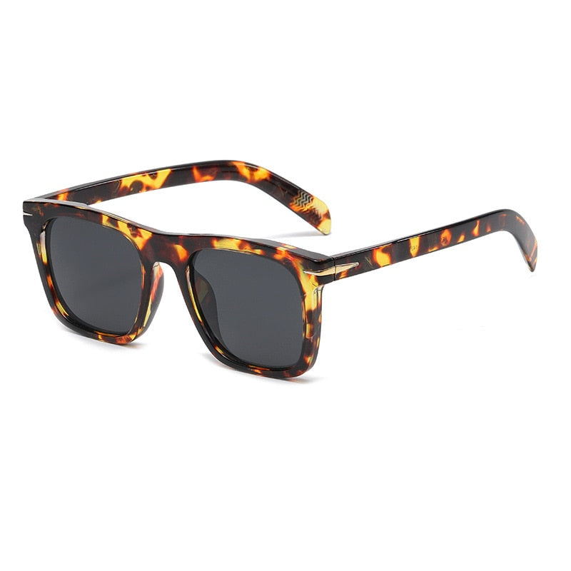 2022 Classic Men's Square Sunglasses Fashion Brand Designer Rivet Retro Women Sun Glasses UV400 Beckham Style Driver Eyewear leopard gray CN AS