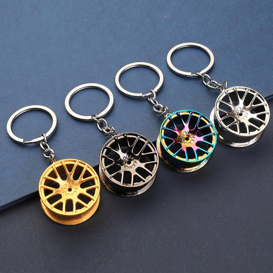 Creative Gift Modified Wheel Key Chains Hub Metal Keychains Turbocharged Waistband Car Key Ring Pendant Gifts for Man Car Lover