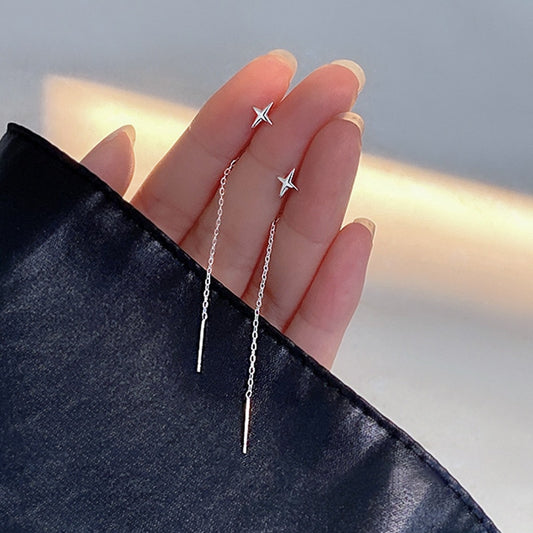 Trend Long Wire Tassel Thread Chain Climb Star Heart Beads Pendants Drop Earrings Women&#39;s Straight Hanging Earings Jewelry