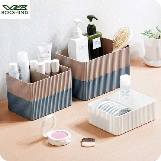 Home Storage Container Plastic Grid Desktop Sundries Storage Box Makeup Organizer Cosmetic Closet Bin Office Bathroom Home Use