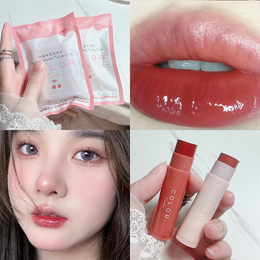 Cute Fruit Lip Balm Peach Tea Color Lip Gloss Natural Lasting Moisturizing Lighten Lip Lines Color Changing Jelly Plump Lip Care