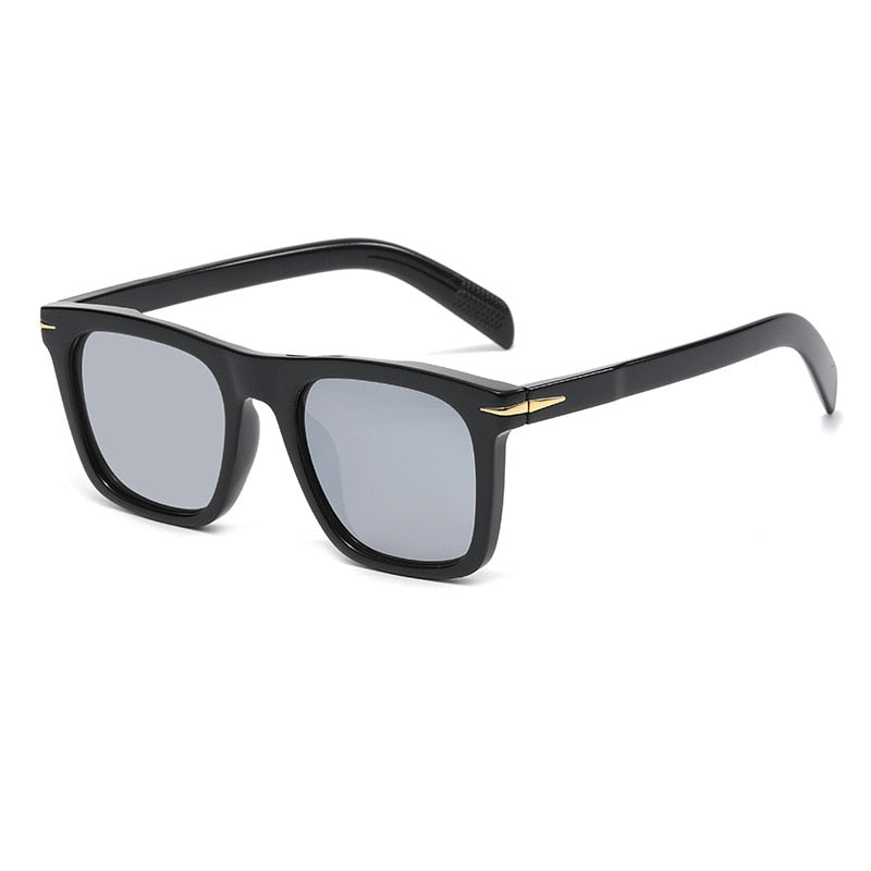 2022 Classic Men's Square Sunglasses Fashion Brand Designer Rivet Retro Women Sun Glasses UV400 Beckham Style Driver Eyewear black silver CN AS