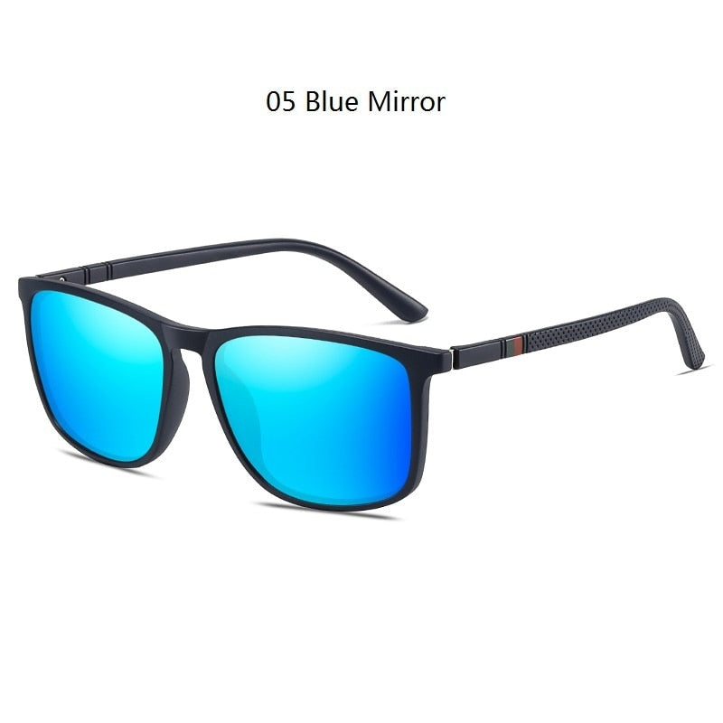 Luxury Square Vintage Polarized Sunglasses For Men Women Fashion Travel Driving Anti-glare Sun Glasses Male TR90 Eyewear UV400 05 Blue Mirror Polarized sunglasses