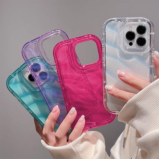 Soft Candy Transparent Wavy Texture Case For iPhone 14 13 12 11 Pro Max X XS XR 8 7 Plus SE2022 Silicone Shockproof Bumper Cover