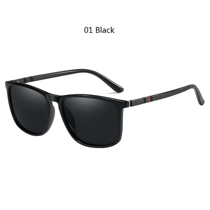 Luxury Square Vintage Polarized Sunglasses For Men Women Fashion Travel Driving Anti-glare Sun Glasses Male TR90 Eyewear UV400 01 Black Polarized sunglasses